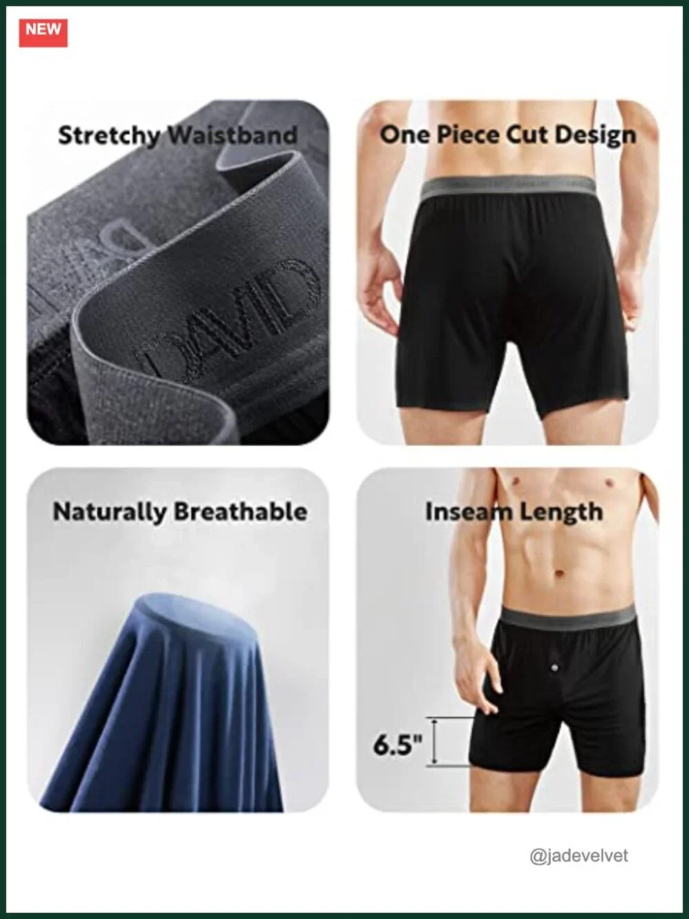 Men's Rayon Made from Bamboo Boxers, Breathable Relaxed Fit 3-Pack